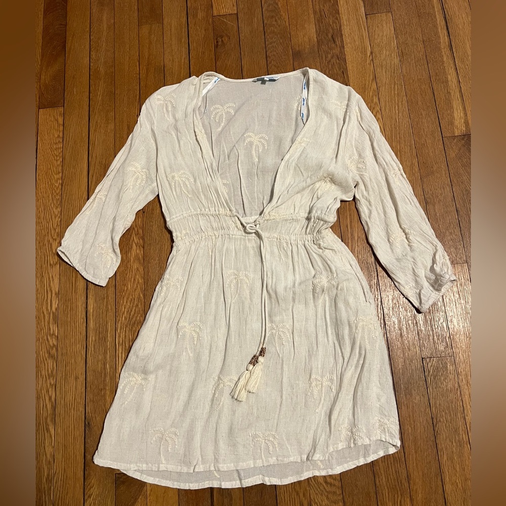 blue island Cream Knit Top with Embroidered Detail